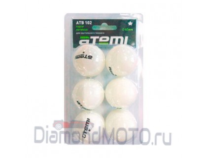 ATB102 Мячи для настольного тенниса Атеми 1, бел., 6 шт.