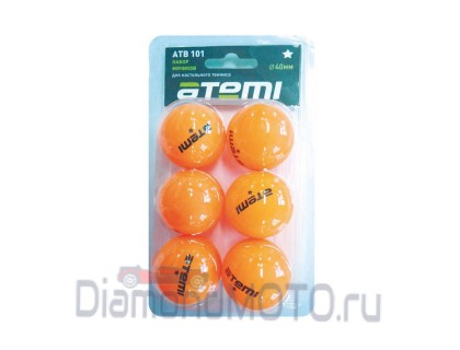 ATB101 Мячи для настольного тенниса Атеми 1, оранж., 6 шт.