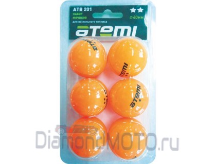 ATB201 Мячи для настольного тенниса Атеми 2, оранж., 6 шт.