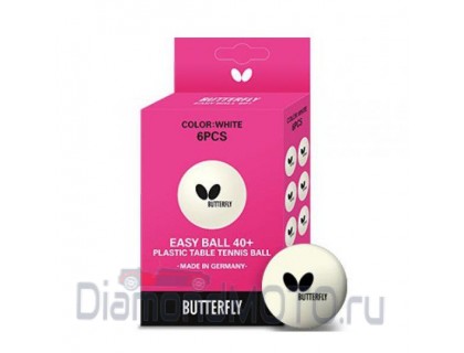 Пластиковые мячи 40+ Butterfly Easy Boll 6 шт. белые