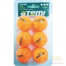 ATB301 Мячи для настольного тенниса Атеми 3, оранж., 6 шт.